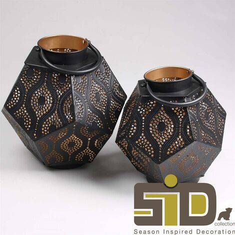  Vaso Per Candele Hurricane In Metallo Traforato 25 Cm