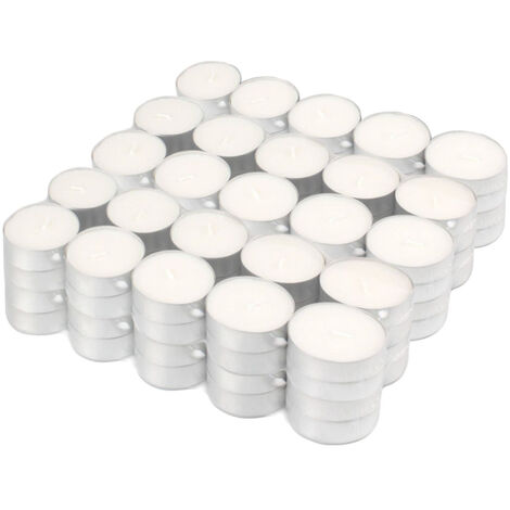  Tealight Candele Confezione Da 100 Pezzi Tea Light Durata 4 Ore Lumini Candeline Cera Antigoccia Cerini Non Profumati Colore Bianco Naturale