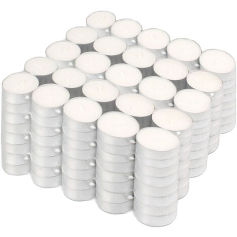  Tealight Candele Confezione Da 100 Pezzi Tea Light Durata 4 Ore Lumini Candeline Cera Antigoccia Cerini Non Profumati Colore Bianco Naturale Bianco - 200 Pezzi
