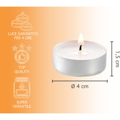  Tealight Candele Confezione Da 100 Pezzi Tea Light Durata 4 Ore Lumini Candeline Cera Antigoccia Cerini Non Profumati Colore Bianco Naturale Bianco - 200 Pezzi