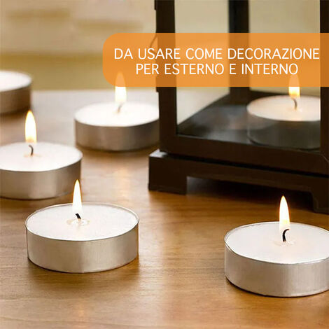  Tealight Candele Confezione Da 100 Pezzi Tea Light Durata 4 Ore Lumini Candeline Cera Antigoccia Cerini Non Profumati Colore Bianco Naturale Bianco - 200 Pezzi