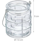 Relaxdays Vasetti Portacandele, Set 12, Vasi In Vetro, Ampolle Per Candele Con Manico, HxD 9x7,5 Cm, Trasparente Argento