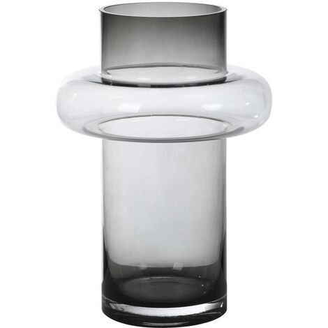  Vaso D.20,5 X H.30 Cm In Vetro Colorato Vetro Grigio Fumo - VALOIT