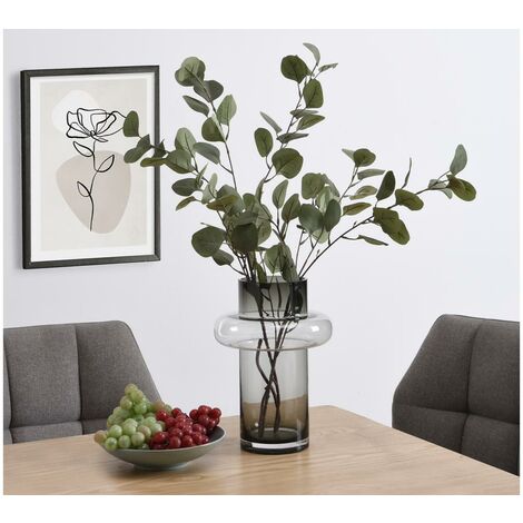  Vaso D.20,5 X H.30 Cm In Vetro Colorato Vetro Grigio Fumo - VALOIT