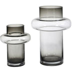  Vaso D.20,5 X H.30 Cm In Vetro Colorato Vetro Grigio Fumo - VALOIT