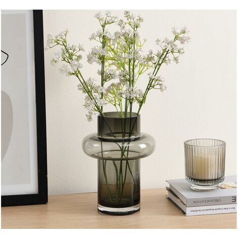  Vaso D.16,5 X H.25 Cm In Vetro Colorato Vetro Grigio Fumo - VALOIT