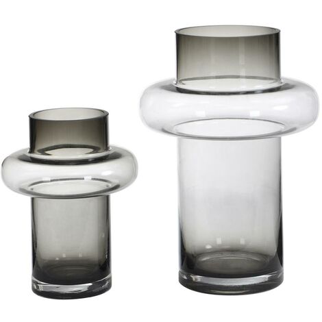  Vaso D.16,5 X H.25 Cm In Vetro Colorato Vetro Grigio Fumo - VALOIT