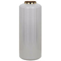  Vaso Grande D. 19 X H. 50 Cm In Metallo Smaltato Grigio E Dorato - GORIAT