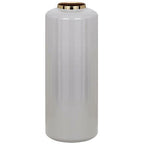  Vaso Grande D. 19 X H. 50 Cm In Metallo Smaltato Grigio E Dorato - GORIAT