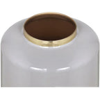  Vaso Grande D. 19 X H. 50 Cm In Metallo Smaltato Grigio E Dorato - GORIAT
