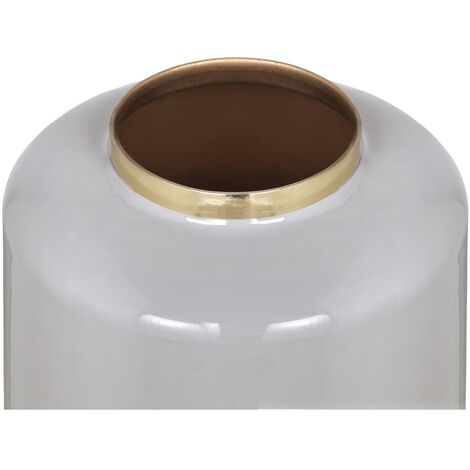 Vaso Grande D. 19 X H. 50 Cm In Metallo Smaltato Grigio E Dorato - GORIAT