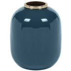  Vaso D. 29 X H. 36 Cm In Metallo Smaltato Finitura In Ottone Nero - KLAUDIA