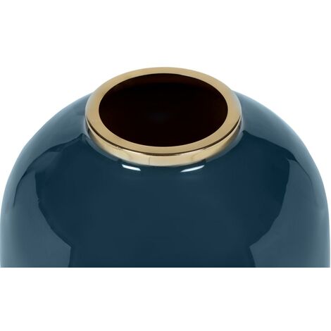  Vaso D. 29 X H. 36 Cm In Metallo Smaltato Finitura In Ottone Nero - KLAUDIA