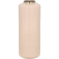  Vaso Grande D. 19 X H. 50 Cm In Metallo Smaltato Beige E Dorato - GORIAT
