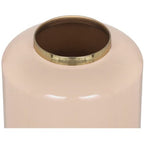  Vaso Grande D. 19 X H. 50 Cm In Metallo Smaltato Beige E Dorato - GORIAT