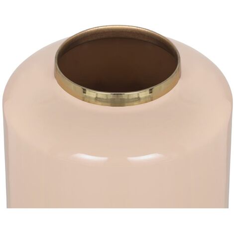  Vaso Grande D. 19 X H. 50 Cm In Metallo Smaltato Beige E Dorato - GORIAT