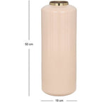 Vaso Grande D. 19 X H. 50 Cm In Metallo Smaltato Beige E Dorato - GORIAT