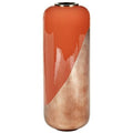  Vaso Grande D. 30 X H. 82 Cm In Metallo Smaltato Terracotta E Foglia Ramata - PERLIN