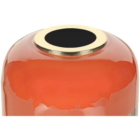  Vaso Grande D. 30 X H. 82 Cm In Metallo Smaltato Terracotta E Foglia Ramata - PERLIN