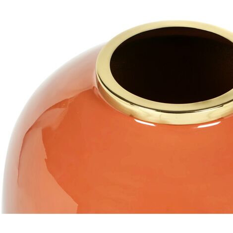  Vaso D. 29 X H. 36 Cm In Metallo Smaltato Finitura In Ottone Terracotta - KLAUDIA