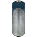  Vaso Grande D. 30 X H. 82 Cm In Metallo Smaltato Nero E Foglie Argento - PERLIN