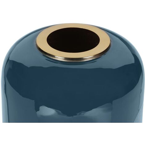  Vaso Grande D. 30 X H. 82 Cm In Metallo Smaltato Nero E Foglie Argento - PERLIN