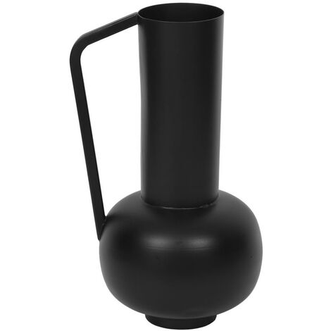 Vaso Con Manico D.15 X H.30 Cm In Metallo Nero - KAMELIA
