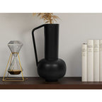  Vaso Con Manico D.15 X H.30 Cm In Metallo Nero - KAMELIA