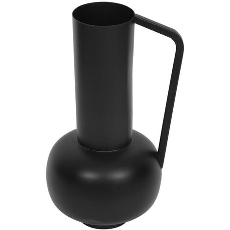  Vaso Con Manico D.15 X H.30 Cm In Metallo Nero - KAMELIA
