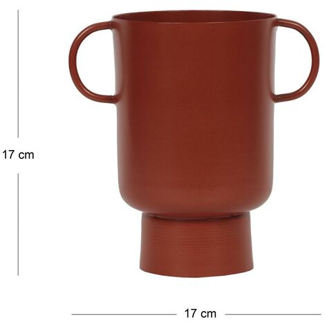  Vaso Piccolo Con Manici H.17 Cm In Metallo Terracotta - BILIAN