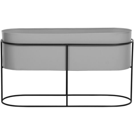  Fioriera Da Interno O Da Esterno Su Piede L.74 X H.40 Cm Metallo Grigio - RAVINA