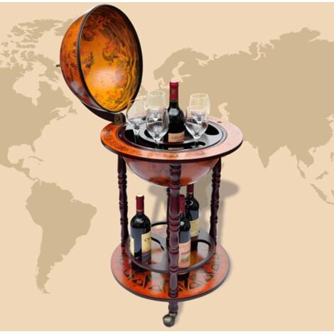  Minibar A Forma Di Globo Con Supporto In Legno Di Eucalipto VidaXL