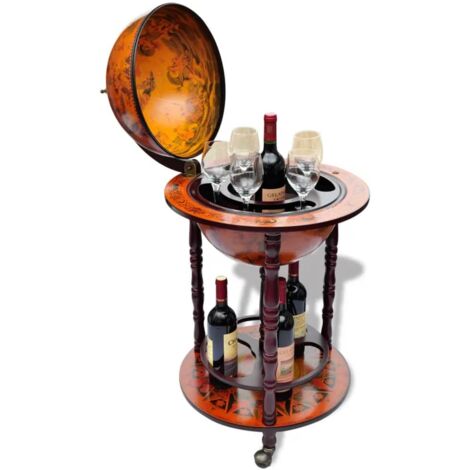  Minibar A Forma Di Globo Con Supporto In Legno Di Eucalipto VidaXL