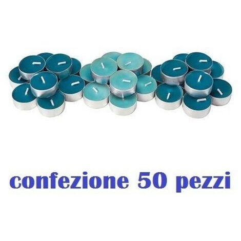  Trade Shop - Set 50 Pezzi Candele Blu Profumate Fragranza Oceano Tealight Lumini