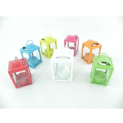  Trade Shop - Lanterna Portacandela Tealight Colorate In Metallo Per Decorazione Casa Giardino