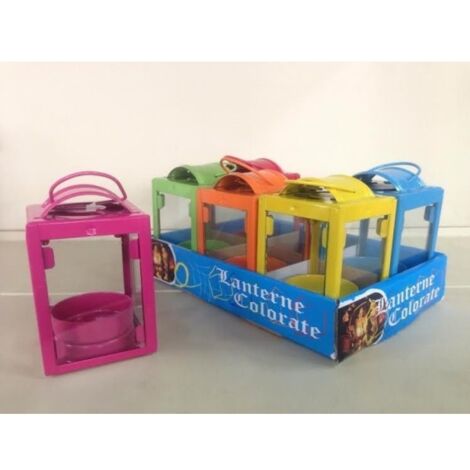  Trade Shop - Lanterna Portacandela Tealight Colorate In Metallo Per Decorazione Casa Giardino