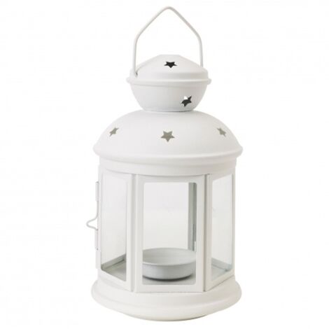  Trade Shop - Lanterna Bianco Portacandela 16x10cm Matrimonio Tea Light Porta Candela Candele