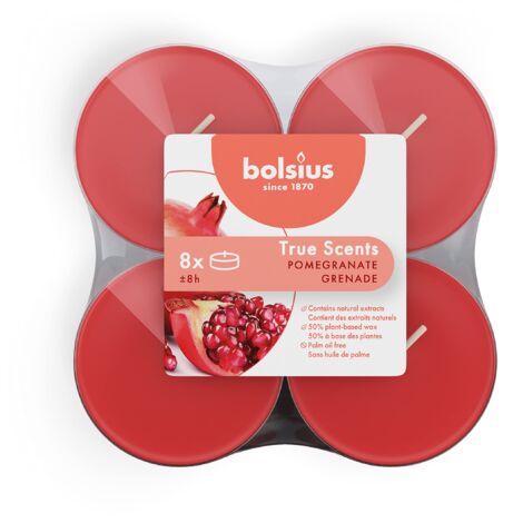 Bolsius True Scents Tealights Profumati E Colorati Maxi, Cera, Rosso, 8 Unità