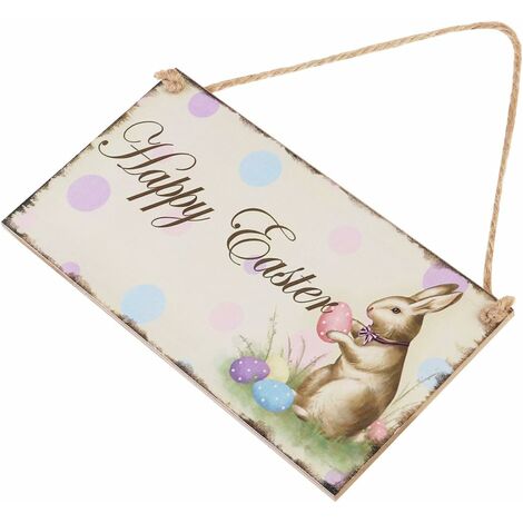  LITZEE Regalo Di Pasqua Buona Pasqua Targa In Legno Coniglio Appeso Placca Festival Muro Decorativo Porta Segno Appendiabiti Decorazione Domestica Puntelli Foto Bomboniere
