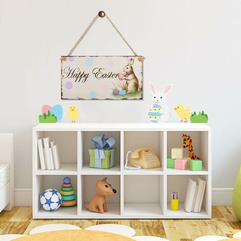  LITZEE Regalo Di Pasqua Buona Pasqua Targa In Legno Coniglio Appeso Placca Festival Muro Decorativo Porta Segno Appendiabiti Decorazione Domestica Puntelli Foto Bomboniere